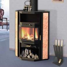 Недорогой большой камин с шамотом Печора Мета Бел фото в интерьере в Бресте