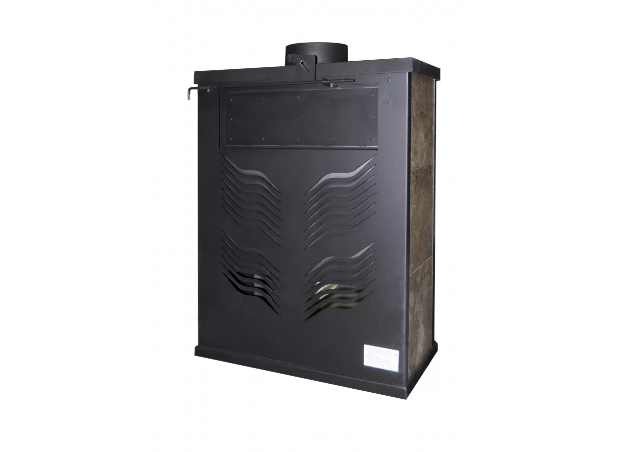 Стальной камин с дровницей Бавария призматик с плитой фото в Бресте