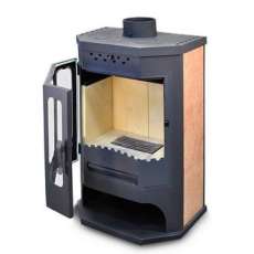 Стальной камин с шамотом Бавария призматик с плитой фото в Бресте