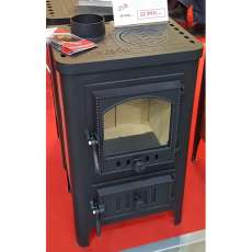 Чугунный камин со стеклом Бавария Оптима Чугун с плитой фото в интерьере в Бресте