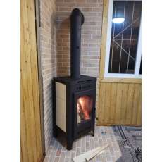 Недорогой камин со стеклом Бавария Оптима с плитой фото в интерьере в Бресте