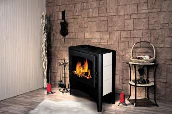 Печь-камин Бавария Эко с плитой 2 конфорки фото в интерьере в Бресте