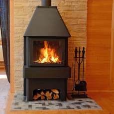 Стальной большой камин Бавария 3 стекла чёрная фото в Бресте