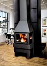 Недорогой камин Бавария 3 стекла чёрная фото в интерьере хай-тек в Бресте