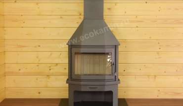 Печь-камин со стеклом Бавария Мюнхен пристенно-угловой графит фото в Бресте