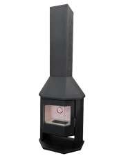 Стальной камин Мюнхен угловой графит фото с боку в Бресте