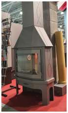 Стальной камин Бавария Мюнхен со стеклом угловой чёрный (без перемычки) фото в Бресте