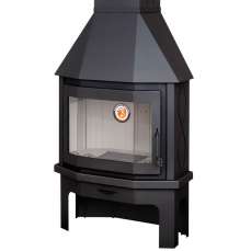 Стальной камин со стеклом Мюнхен угловой чёрный фото в Бресте