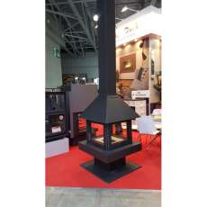 Стальной камин с четырьмя стеклами Эклипс островной 4D графит фото в Бресте