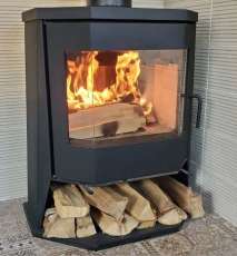 Стальной камин с большим стеклом Бавария панорама призма с плитой фото в Бресте