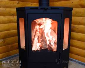 Стальной камин со стеклами Бавария панорама угловая фото в Бресте