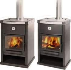 Недорогая печь-камин со стеклом и дровницей Теплодар ОВ-140 (угловой) фото в Бресте