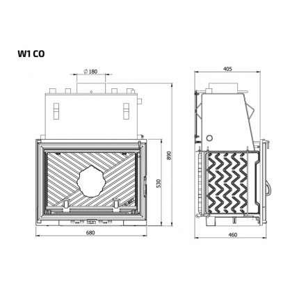 Каминная топка Kawmet W1CO 18,7 кВт с водяным контуром в Бресте