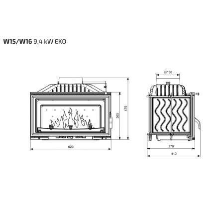 Каминная топка Kawmet W15 STANDARD 9,4 кВт EKO в Бресте