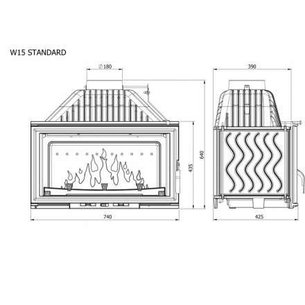 Каминная топка Kawmet W15 STANDARD 12 кВт в Бресте