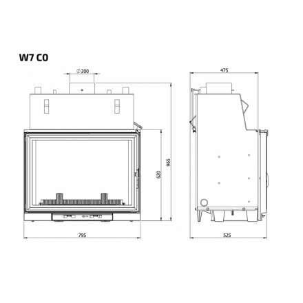 Каминная топка Kawmet W7CO 25,3 кВт с водяным контуром в Бресте
