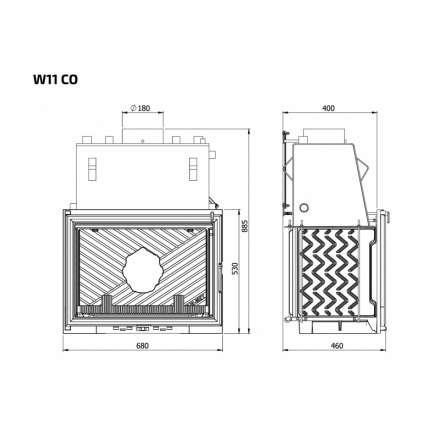 Каминная топка Kawmet W11CO 18 кВт с водяным контуром в Бресте