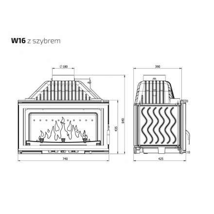 Каминная топка Kawmet W16 PREMIUM 14,7 кВт в Бресте
