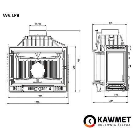 Каминная топка Kawmet W4PLB-14,5 кВт в Бресте