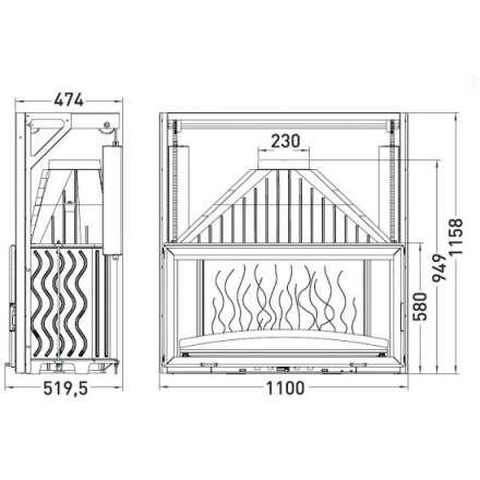 Каминная топка Invicta 1100 Grand Vision с подъёмом в Бресте