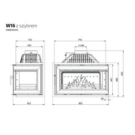 Каминная топка Kawmet W16PB 14,7 кВт в Бресте