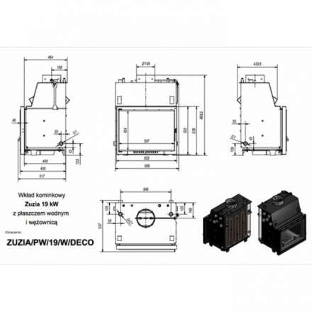 Каминная топка Kratki Zuzia/PW/19/W/DECO в Бресте