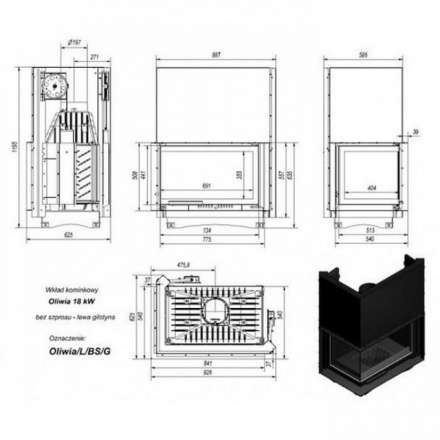 Каминная топка Kratki Oliwia/L/BS/G в Бресте