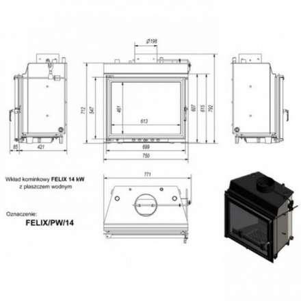 Каминная топка Kratki Felix/PW/14/W в Бресте