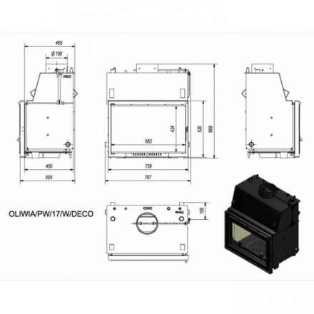 Каминная топка Kratki OLIWIA/PW/17/W/DECO в Бресте