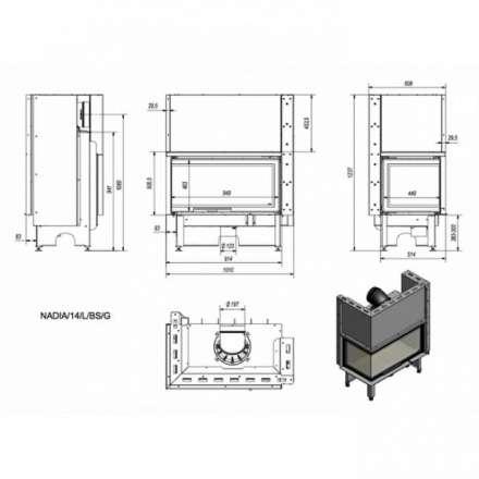 Каминная топка Kratki NADIA/14/L/BS/G в Бресте