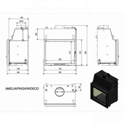 Каминная топка Kratki Amelia/PW/24/W/DECO (змеевик) в Бресте