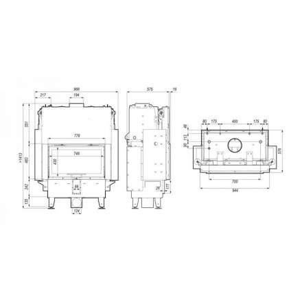 Каминная топка Defro Home RIVA ME G SHORT с водяным контуром и подъемом стекла вверх в Бресте