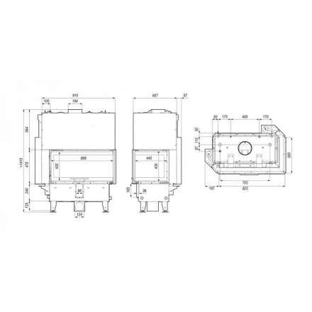 Каминная топка DEFRO HOME RIVA ME BL G SHORT угловая с водяным контуром и подъемом стекла вверх в Бресте