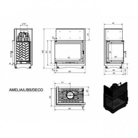 Каминная топка Kratki Amelia/L/BS/Deco в Бресте