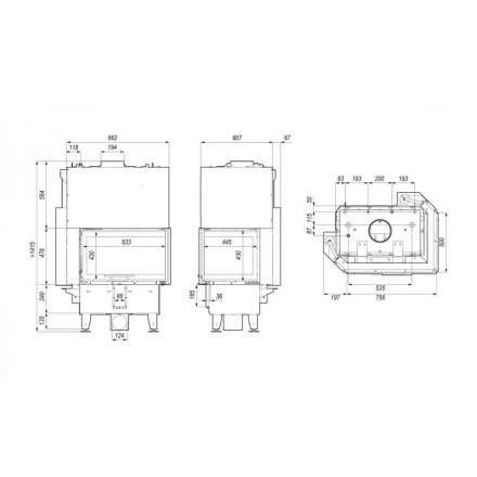 Каминная топка DEFRO HOME RIVA SM BL G SHORT угловая с водяным контуром и подъемом стекла вверх в Бресте