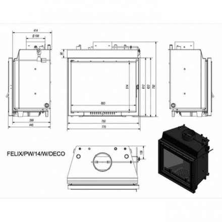 Каминная топка Kratki Felix/PW/14/W/DECO в Бресте