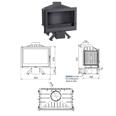 Каминная топка Ferguss FG17 с подводом воздуха извне в Бресте