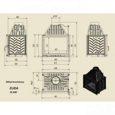 Каминная топка Kratki Zuzia/GLASS (двойное стекло) в Бресте