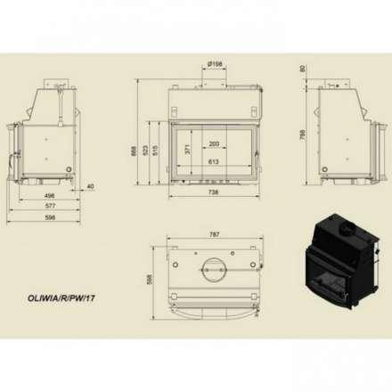 Каминная топка Kratki Oliwia/R/PW/17 в Бресте