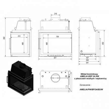 Каминная топка Kratki Amelia/PW/BP/24/BS/W в Бресте