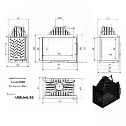 Каминная топка Kratki Amelia/L/BS в Бресте