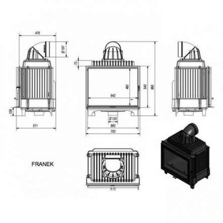 Каминная топка Kratki FRANEK/12 в Бресте
